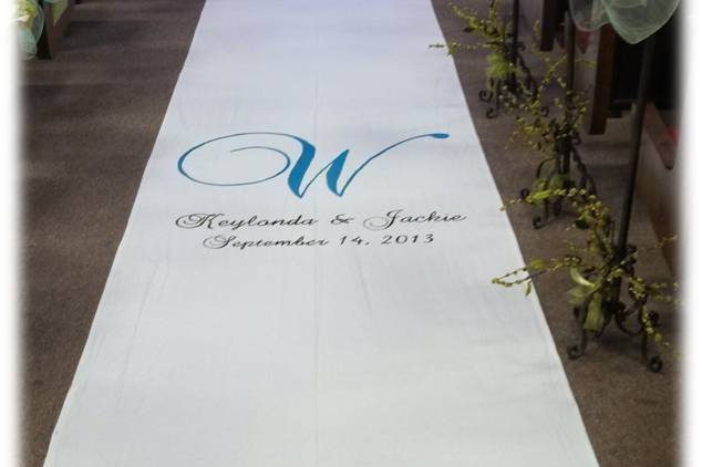 Hand Painted Fabric Wedding Aisle Runner