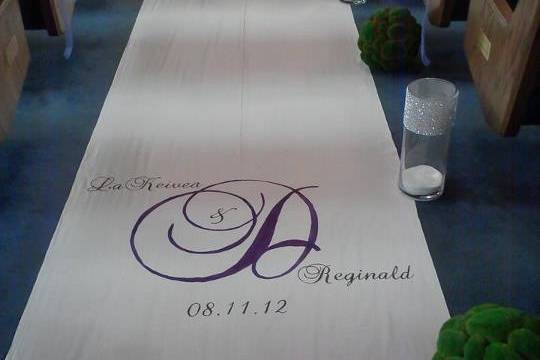 Hand Painted Fabric Wedding Aisle Runner