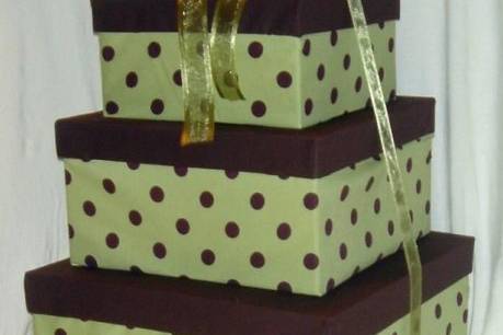 Green Brown Polka Dot Card Box