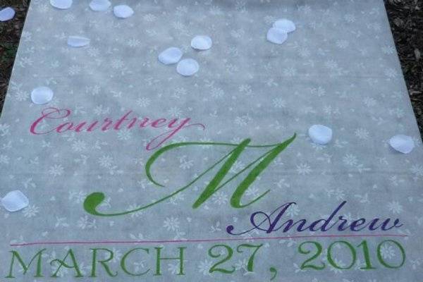 Handpainted monogram aisle runner