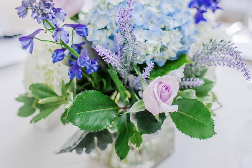 Funeral basket shades of purple , lavender and blue. in Media, PA