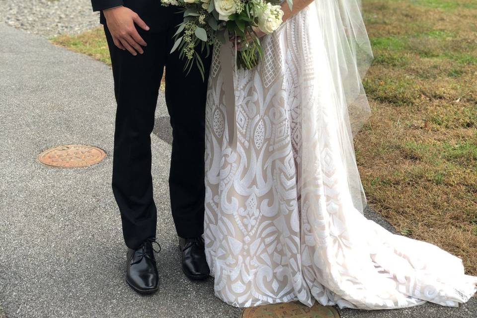 Bride and Groom with bouquet