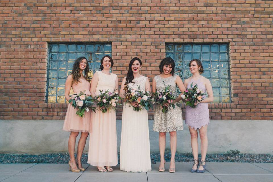 The bride with her bridesmaids