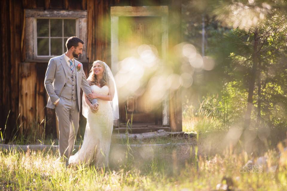 Couple walking out