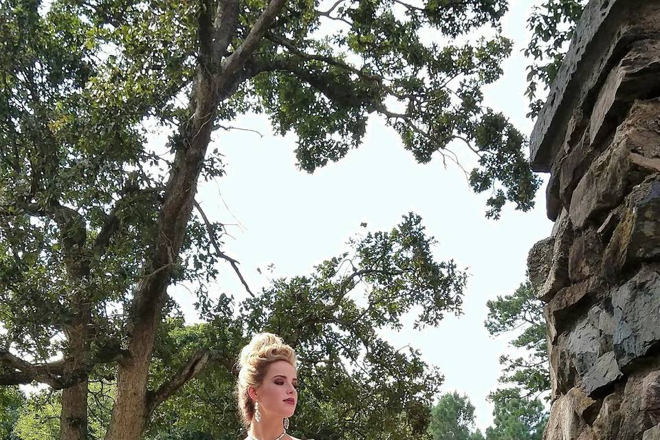 Bride by the stairs