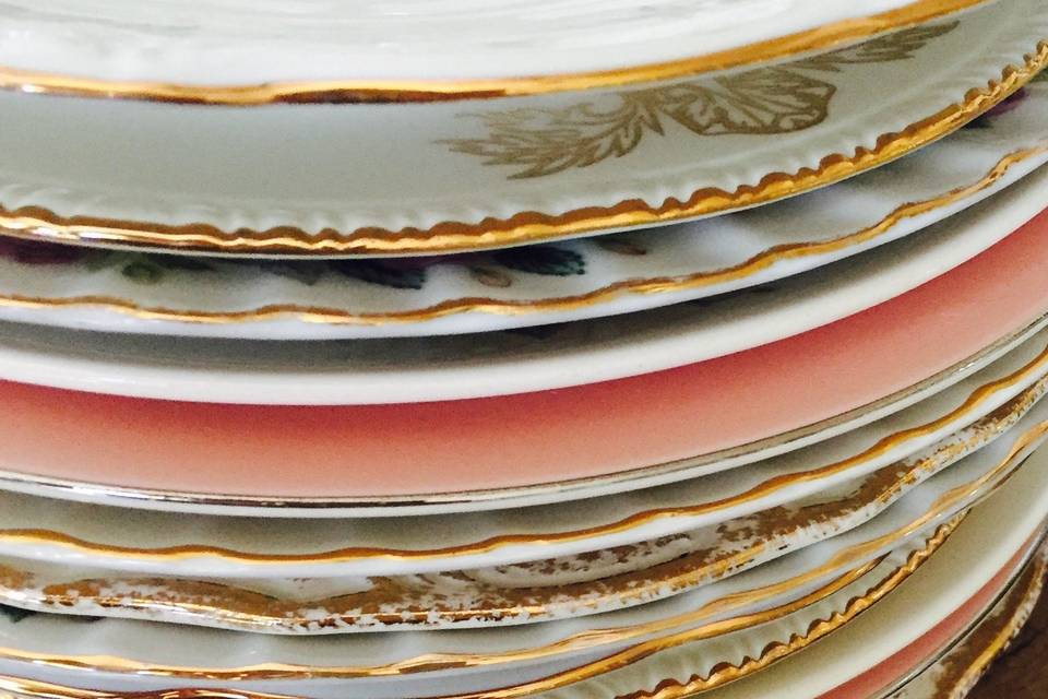 A stack of vintage plates