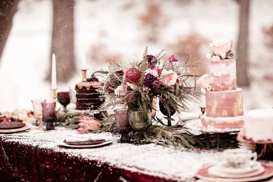 A gorgeous cake display