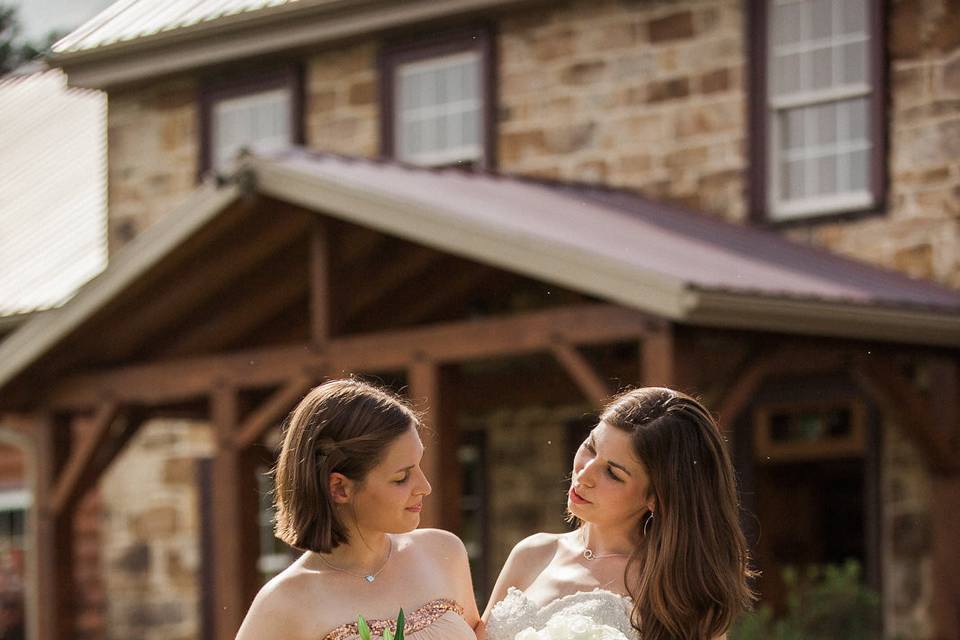 Bride with her bridesmaid