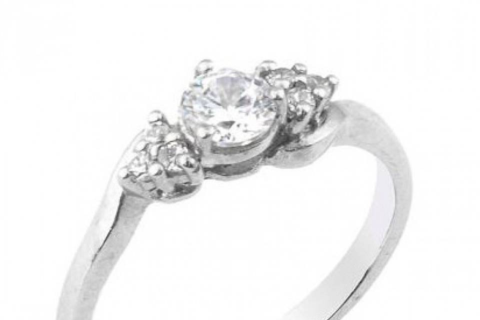 Floral Art Nouveau Inspired Diamond Engagement Ring with Floral Pattern Band