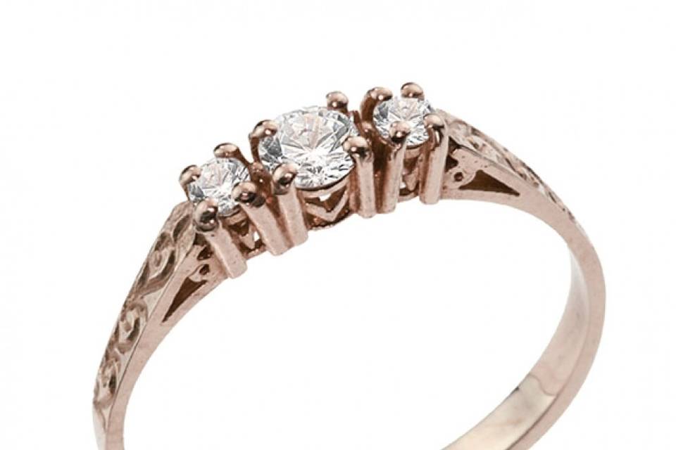 Classic design with a vintage twist, white gold and diamond engagement ring