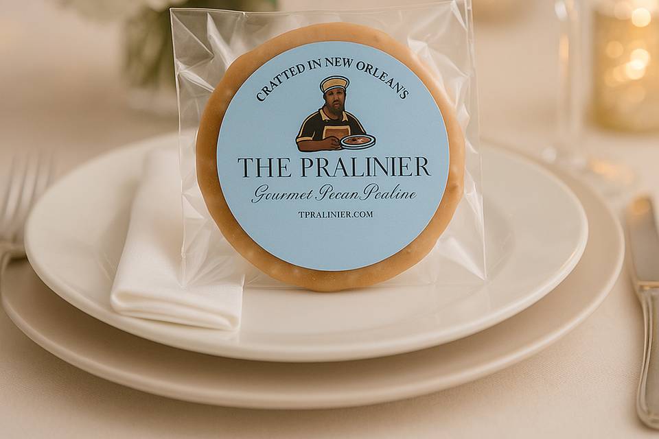 Praline on plate