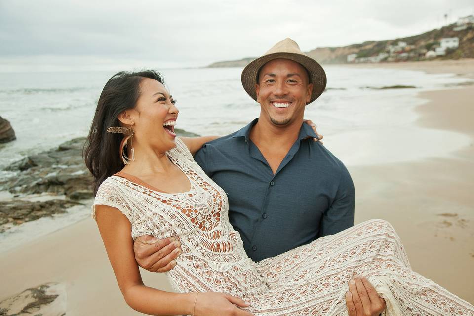 Beach Engagement Moment