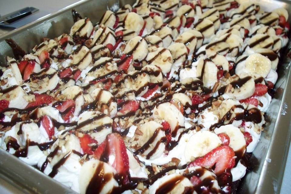 Banana split brownie