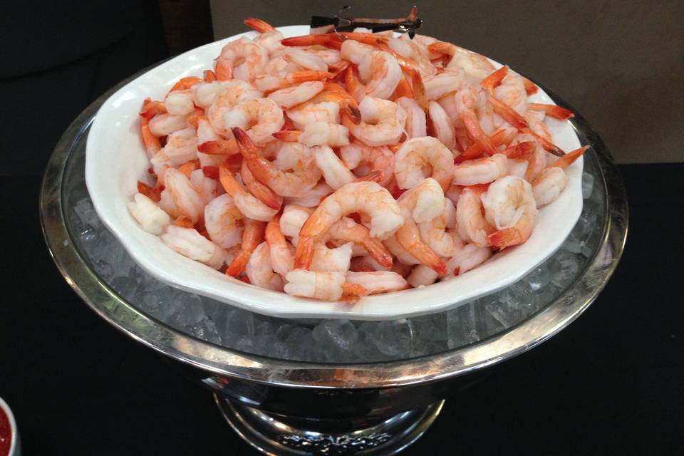 360 Catering and Events - Peel and Eat Jumbo Shrimp Served with Vodka Spiked Cocktail Sauce