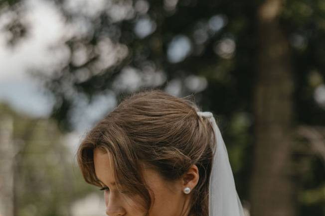 Bride looking down
