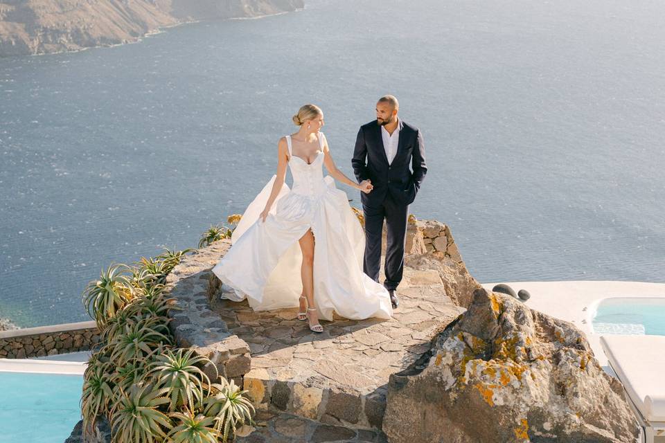 First Look Santorini Wedding