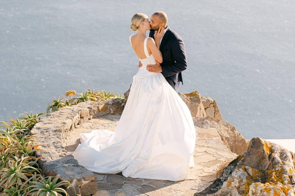 First Look Santorini Wedding