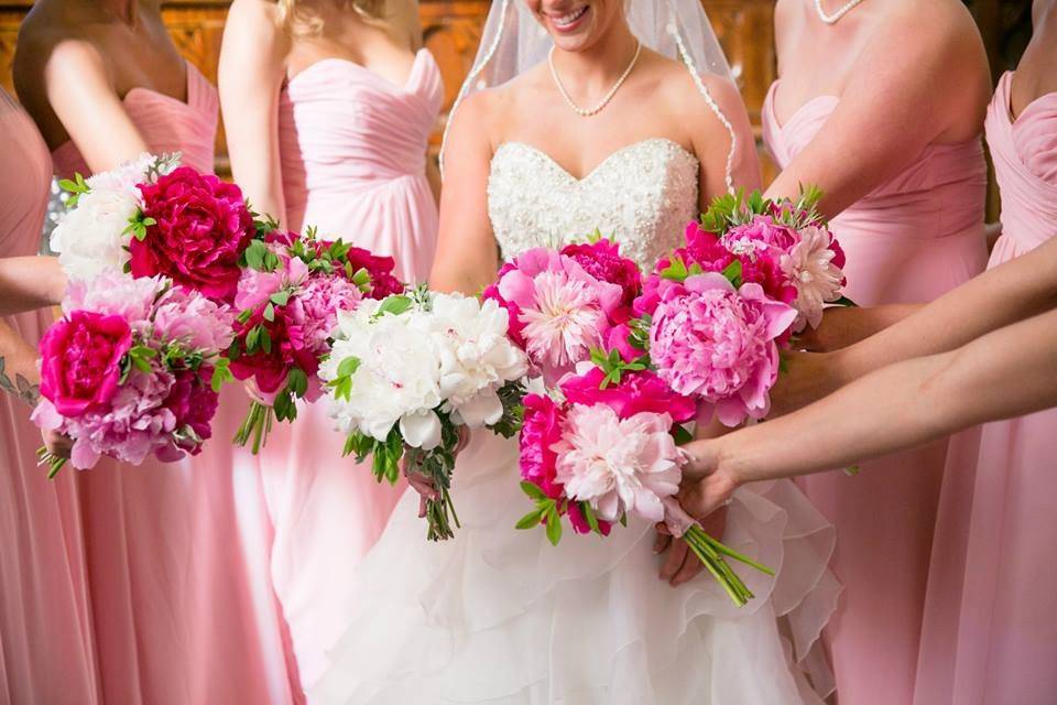 Pink peonies for the bridesmaids.  Photo credit goes to Nadra Photography