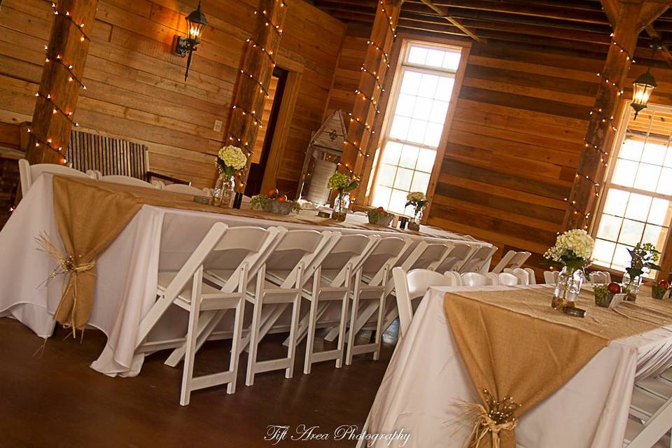 Long tables and gold decor