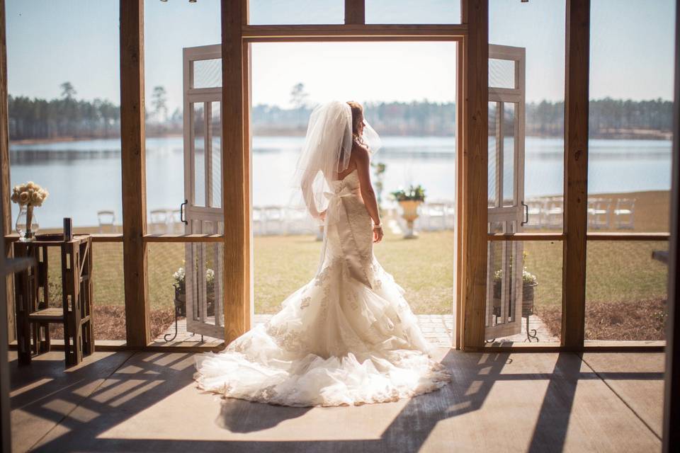 Bride overlooking the lake