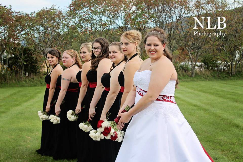 A girl and her bridesmaids