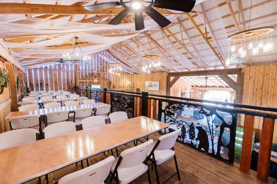 Tables under the loft area