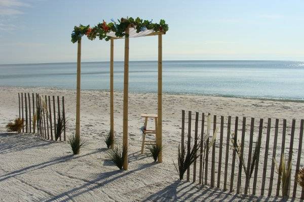 Bamboo and wind fencing make the most of a beautiful natural spot.