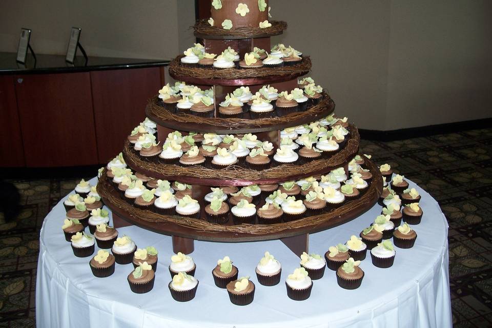 Wedding cake and cupcake