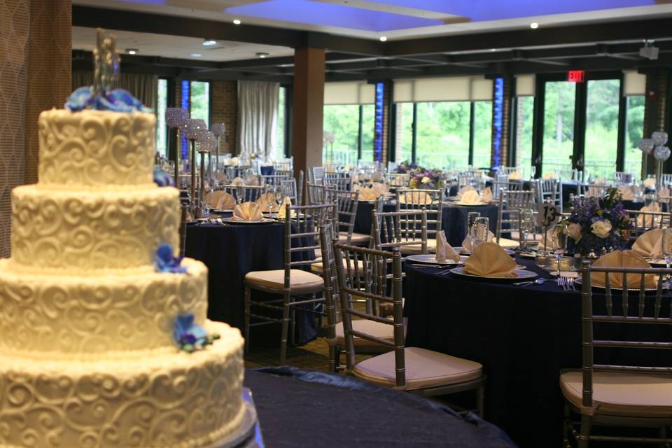 Wedding cake and reception