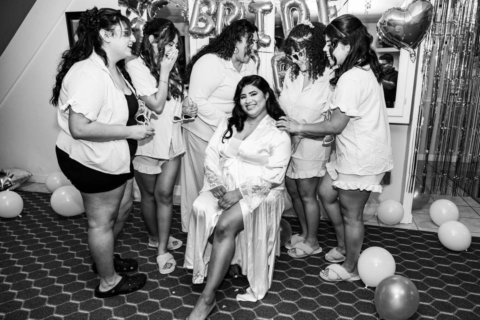 Bridesmaids making memories