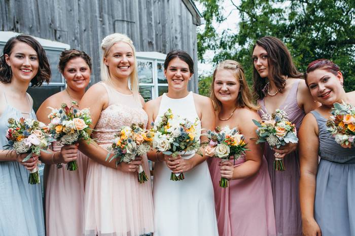 The bride and bridesmaids