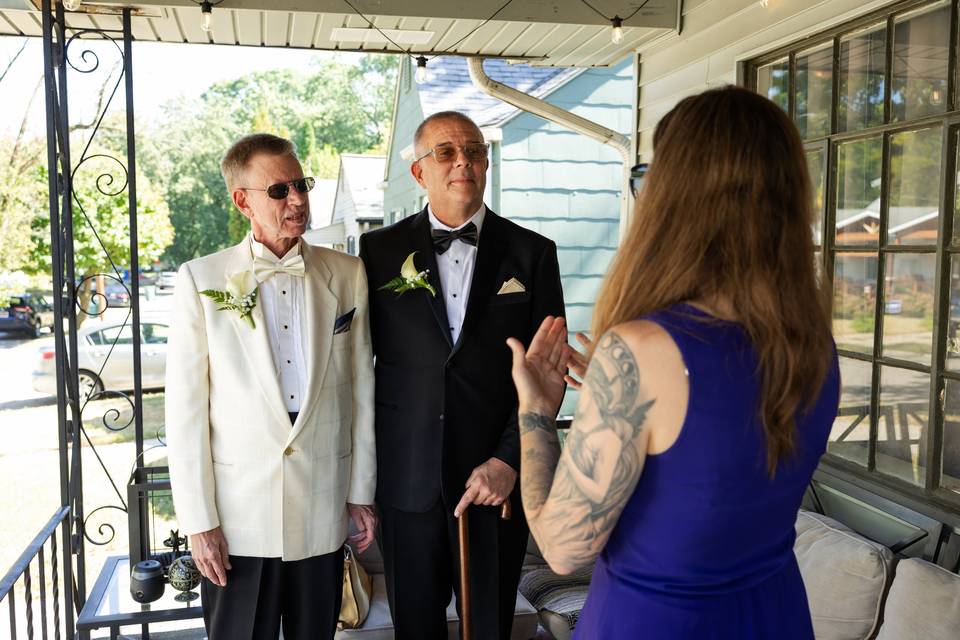 Intimate porch wedding.