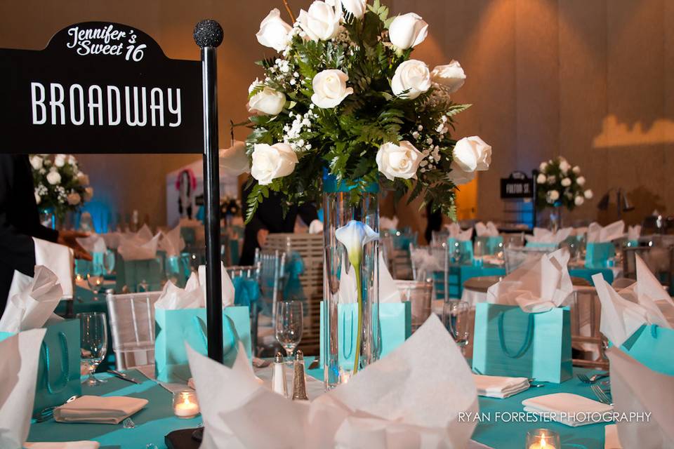 Table setup with centerpiece