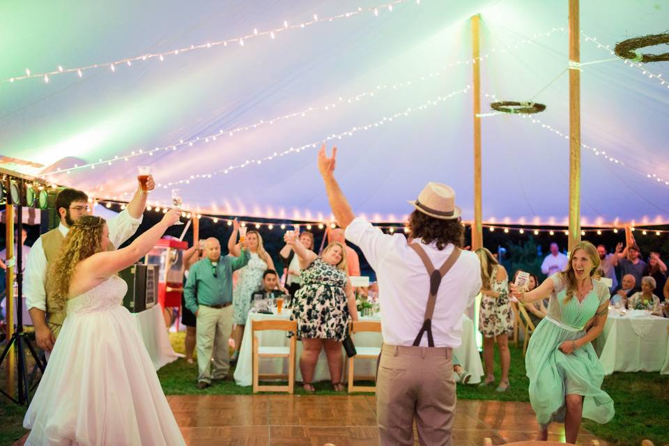 A toast to the newlyweds! at Chris and Kim's Falmouth Maine Wedding on Power Farm