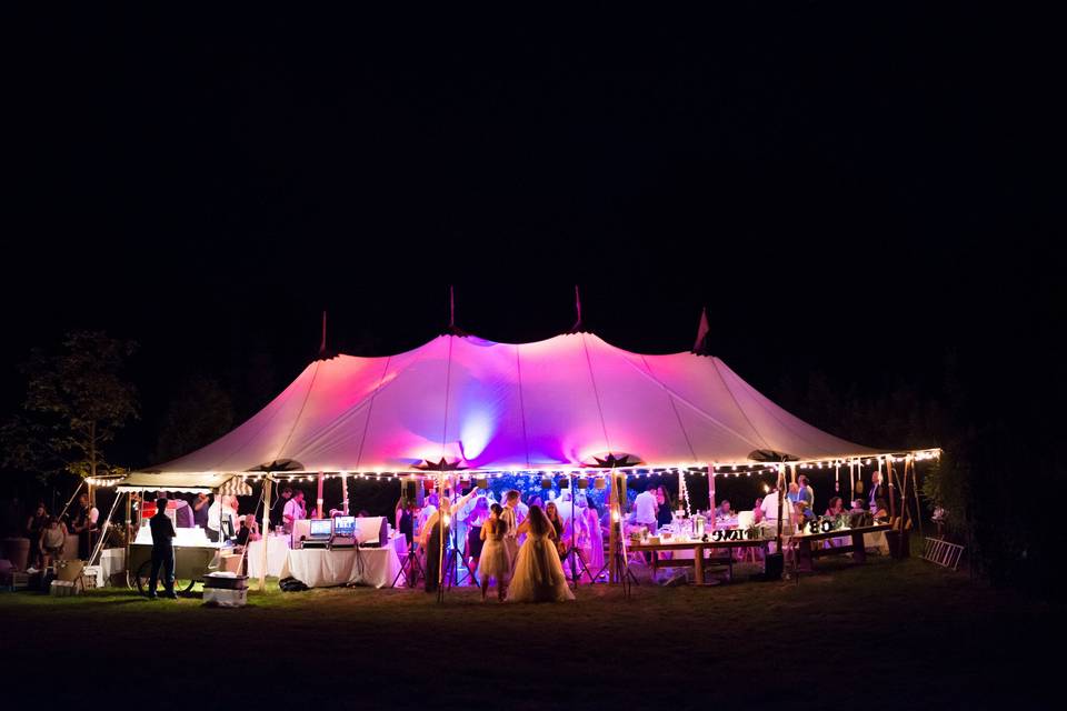 Lighting up the night at Chris and Kim's Falmouth Maine Wedding!