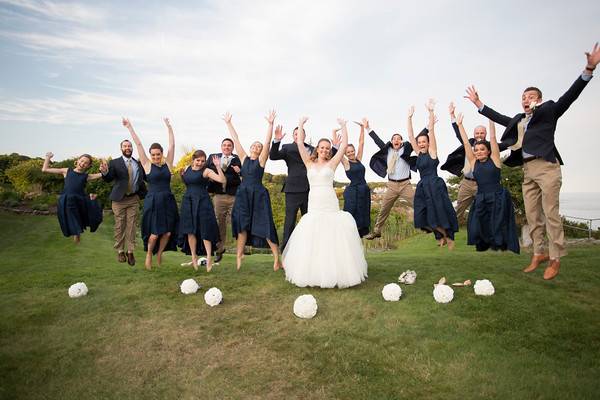 Bride with bridesmaids and groomsmen