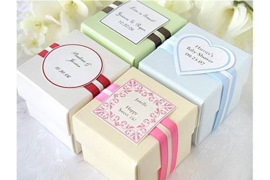 Double Satin Band Favor Kits - shown here with our 2x2x2 2pc favor boxes - available in many different color combinations