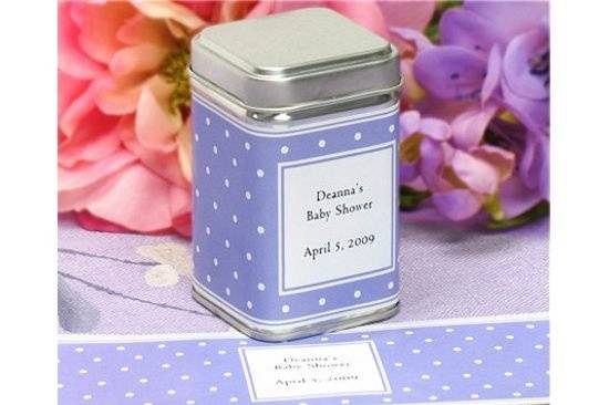 Square Favor Tin with Polka Dot Side Label - available in many different colors