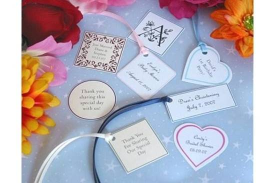 Various Personalized Gift Tags in different shapes and sizes
