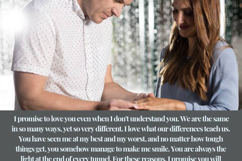 Example of Amelia and Josh's Personalized Digital Vows