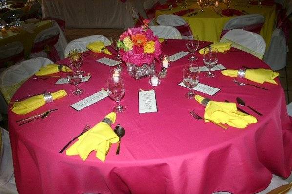 Table set-up with centerpiece