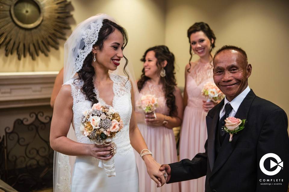 Bridal Bouquet of Silk Hydrangea and antique broaches