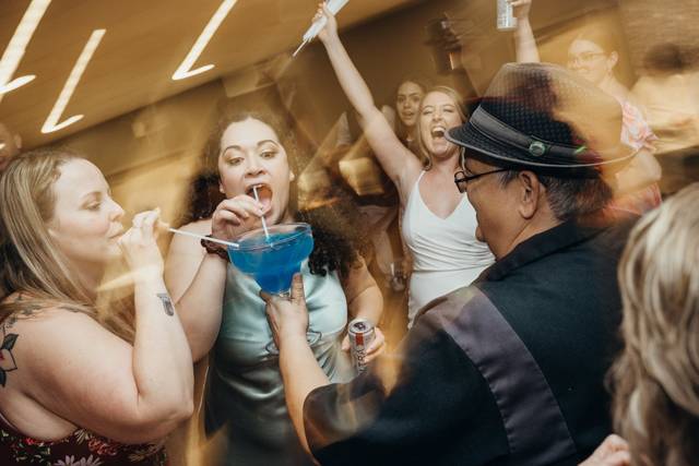 Sipping from a huge glass