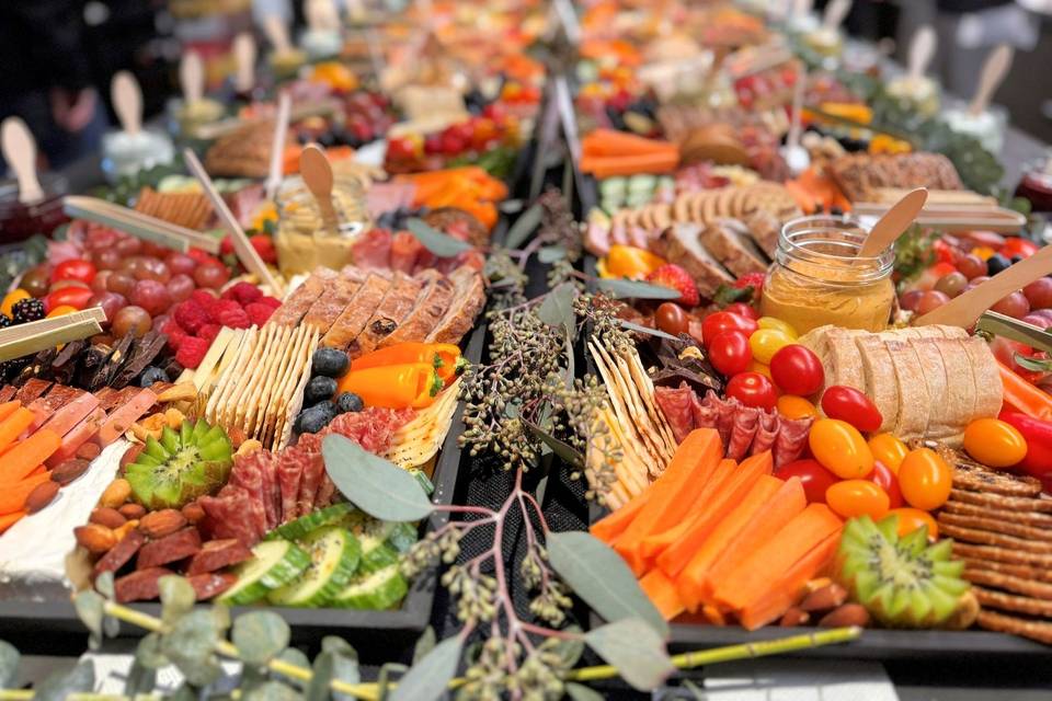 Gourmet grazing table display