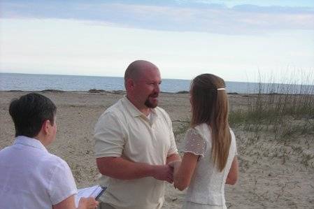 A simple ceremony on the beach at Tybee ...