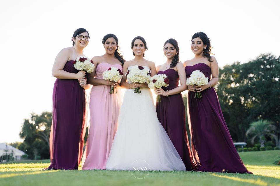 Bride with bridesmaids