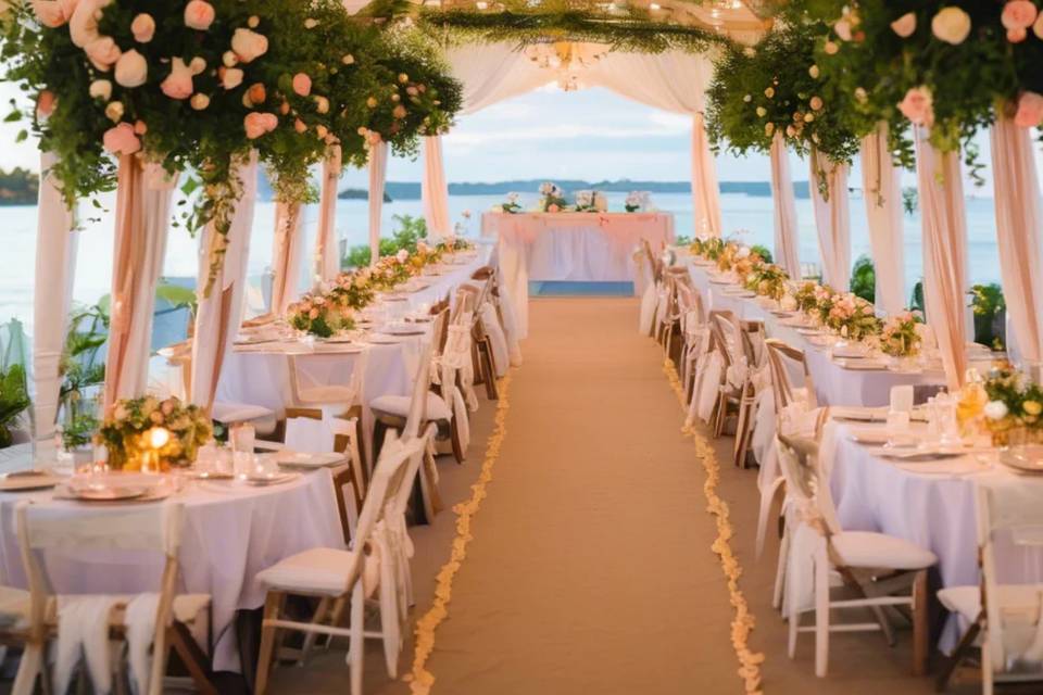 Beach wedding reception