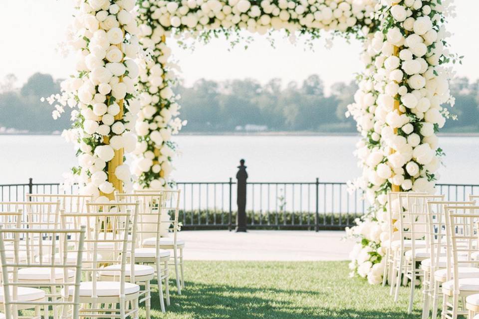 Wedding Arch in Front of Water