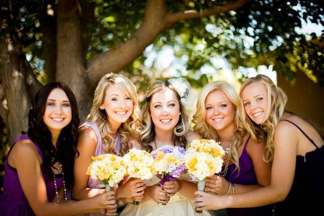 Bride and the bridesmaids