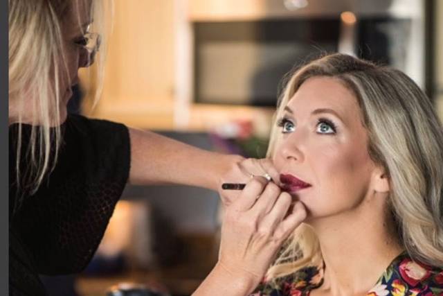 Bride and her makeup artist